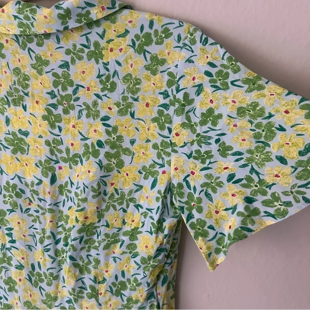 Zara Floral Button Collar Dress Skort Mini Spring Summer Small NWT